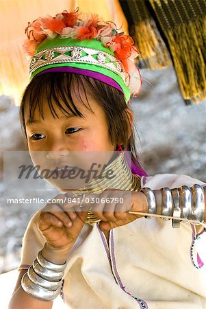 Long cou fille, Karen Padaung, Chiang Mai, Thaïlande, Asie du sud-est, Asie