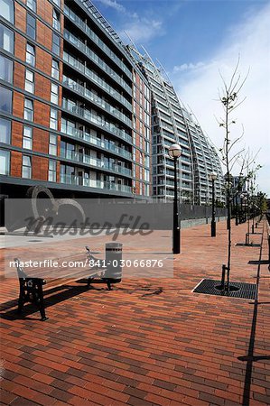 Modern apartment buildings, Huron Basin, Salford Quays, Greater Manchester, England, United Kingdom, Europe