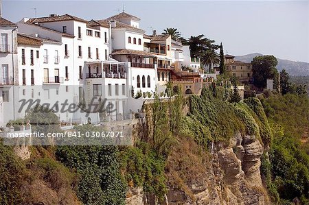 Houses on the gorge, Ronda, one of the white villages, Malaga province, Andalucia, Spain, Europe