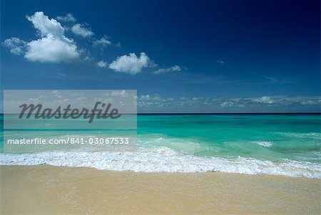 Sea and sand at Worthing Beach on the popular south coast of the southern parish of Christ Church, Barbados, West Indies, Caribbean, Central America