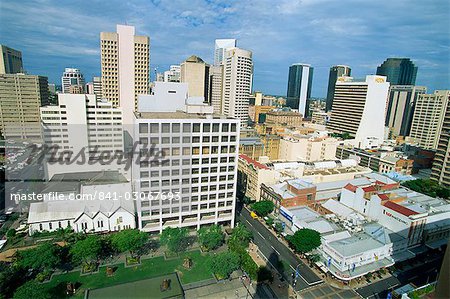 The skyline from City Hall looking towards King George Square and Adelaide Street in Brisbane, Queensland, Australia, Pacific