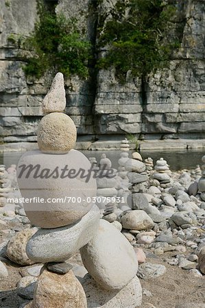 Cairn by Riverbank, Labeaume, Ardeche, France