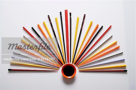 colorful chopsticks displayed like a fan