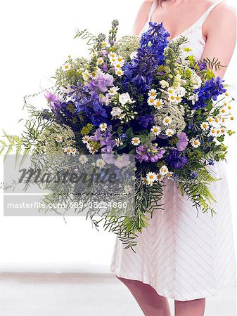 Bouquet of larkspur,vetch,camomile,phlox and fern