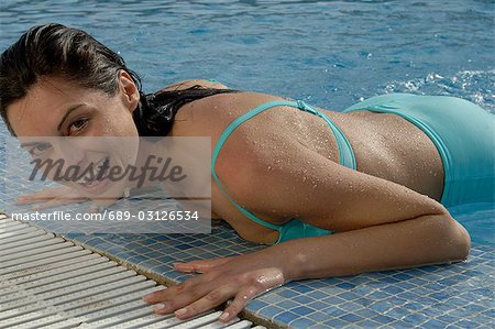 Woman at pool edge