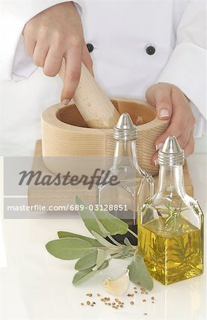 vinegar,oil and mortar