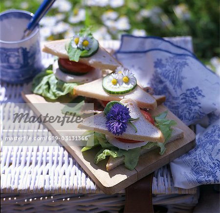 Sandwiches on a garden table