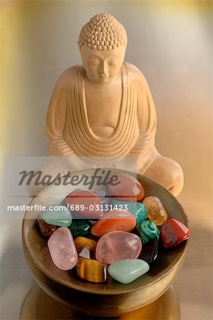 Healing stones with buddha