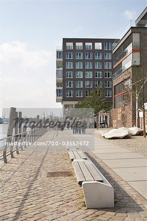 Waterfront in Hafencity, Hamburg, Germany