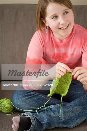 Girl Crocheting