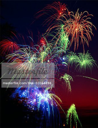 COLORFUL FIREWORKS DISPLAY IN NIGHT SKY
