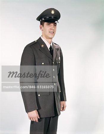 1960d PORTRAIT MAN SOLDIER ARMY UNIFORM SMILING