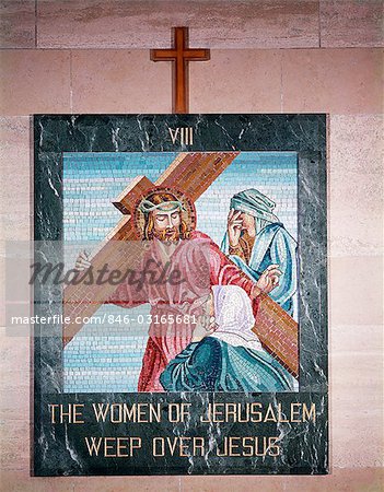 MOSAIC TILE ILLUSTRATION STATIONS OF THE CROSS WOMEN OF JERUSALEM WEEP OVER JESUS