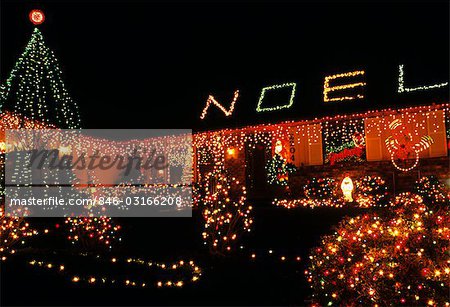 LUMIÈRES DE NOËL DES ANNÉES 1990 SUR L'ÉTAT DE WASHINGTON MAISON USA