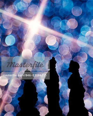 SILHOUETTE THREE WISE MEN LOOKING AT STAR