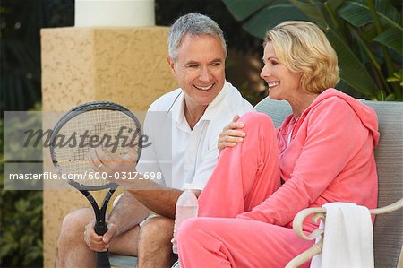 Couple Playing Tennis, Florida, USA