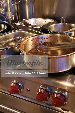 Sale des Pots et des casseroles sur la cuisinière