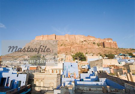 Fort sur une colline, Fort de Meherangarh, Jodhpur, Rajasthan, Inde