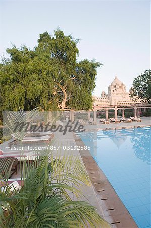 Schwimmbad in einem Palast, Umaid Bhawan Palace Jodhpur, Rajasthan, Indien