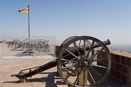 Old cannons in a fort, Mehrangarh Fort, Jodhpur, Rajasthan, India