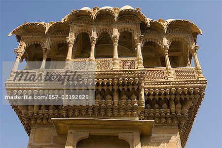 Low angle view of a haveli, Salim Singh Ki Haveli, jaisalmer, Rajasthan, India