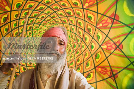 Porträt von einem Sadhu, Hampi, Karnataka, Indien