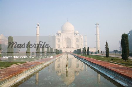 Pond in front of a mausoleum, Taj Mahal, Agra, Uttar Pradesh, India