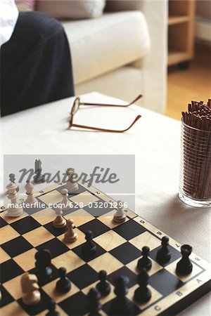 Chess Board standing on Living Room Table