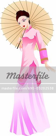 Une femme portant des vêtements de style chinois