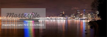 Olympic Rings at Night In Coal Harbour, Vancouver, BC, Canada