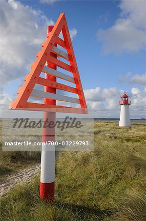 Marqueur de navigation et de phare, liste, Sylt, Nord îles frisonnes, Nordfriesland, Schleswig-Holstein, Allemagne