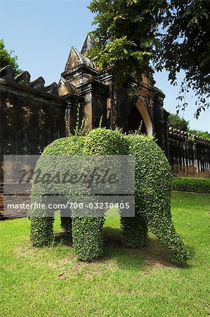 Elephant Topiary at Phra Narai Ratchaniwet Palace, Lopburi, Thailand