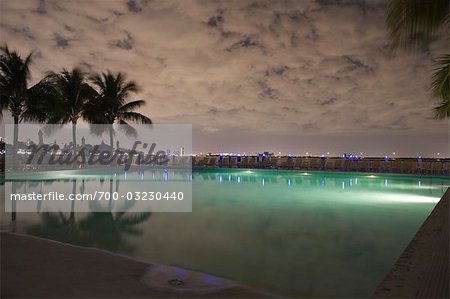 Swimming Pool at Night, Miami, Florida, USA