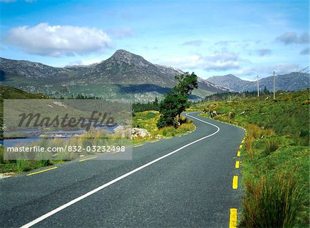 Ballynahinch, Connemara, County Galway, Ireland; Road through countryside