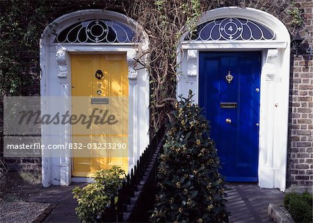 Dublin City, Ireland; Georgian style doorways