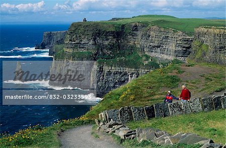 Cliffs of Moher,Co Clare,Ireland;Tourists at Cliffs of Moher