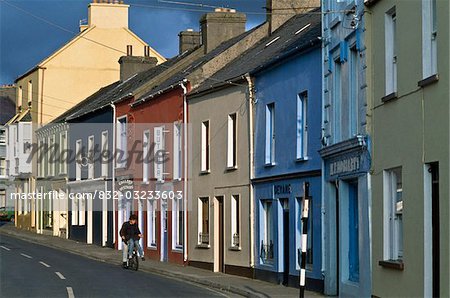 Dingle,Co Kerry,Ireland;Exterior view of terraced houses and shops