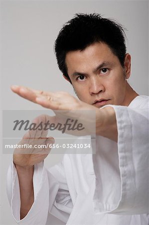 Close up of man using martial arts