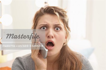 Close-up of Woman Talking on Cell Phone