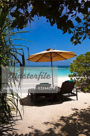 Chairs on Beach, Banyan Tree Madivaru, Alif Alif Atoll, Maldives