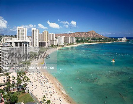 Oahu Waikiki beach, Diamond Head, Hawaii, USA