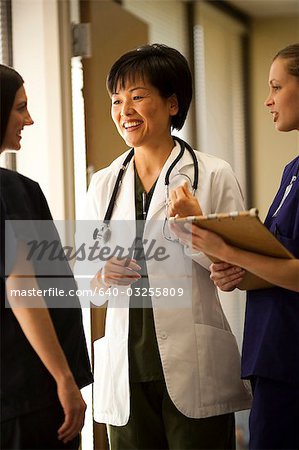 Female hospital staff talking