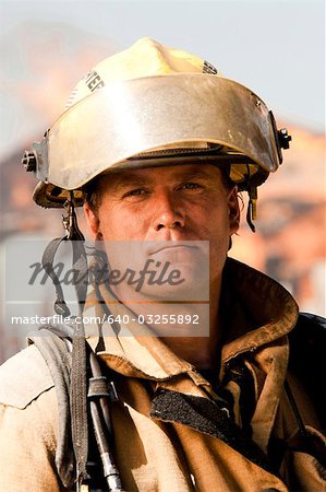 Closeup of fire fighter at work