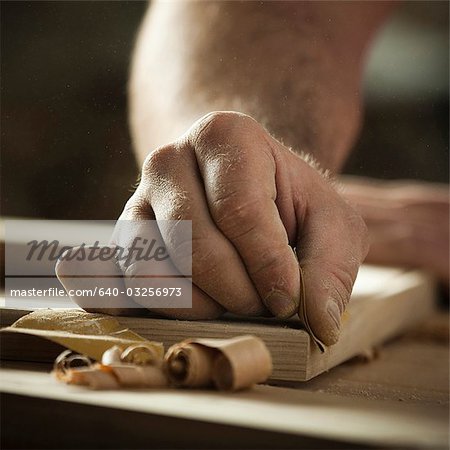 USA, Utah, Orem, close-up of carpenter at work