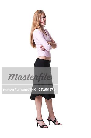 Teenage girl with arms crossed