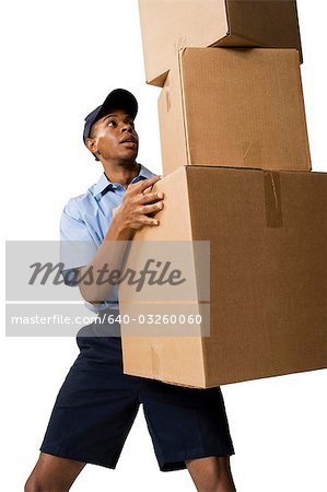 Deliveryman holding parcels