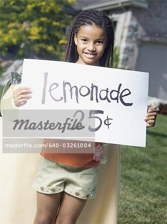 Mädchen verkaufen Limonade