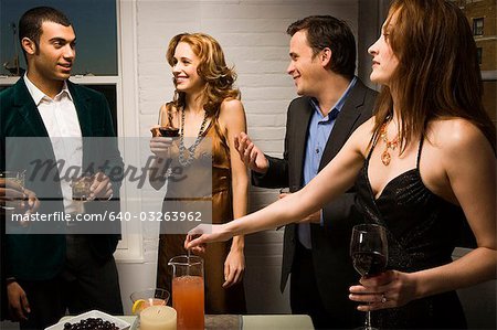 Partygoers toasting