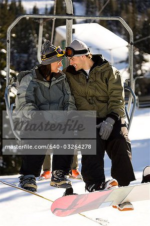 A couple on a chairlift