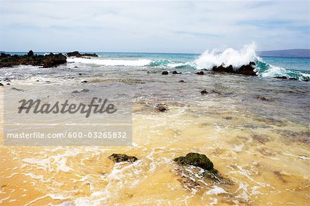 Waves Crashing on Beach, Maui, Hawaii, USA